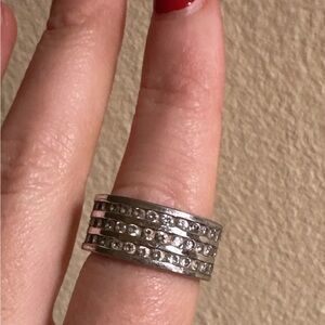 Sterling Silver & Quartz Eternity Ring Size 7